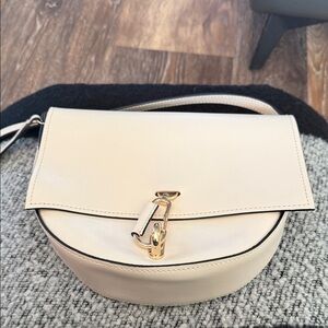Cream Leather ZAC POSEN Crossbody Bag with Gold Hardware